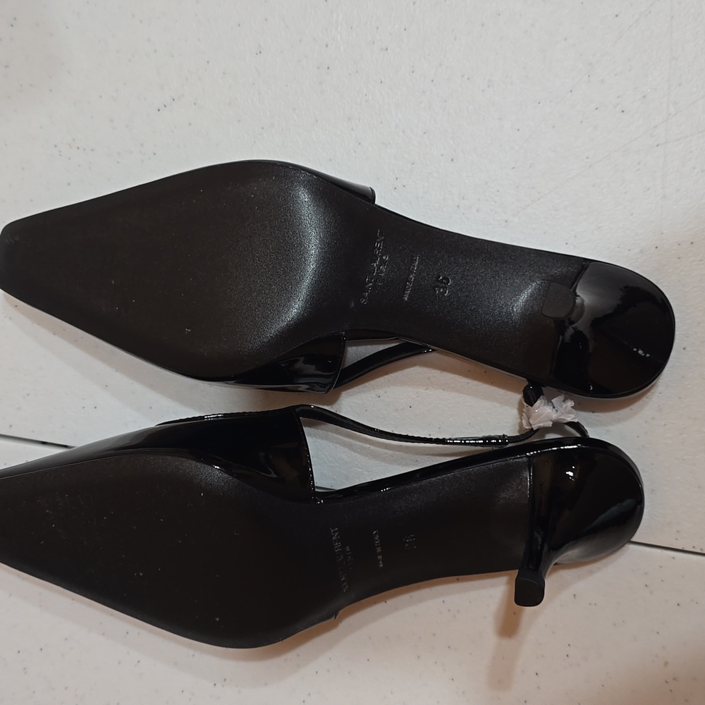 New Saint Laurent Blade Square Toe Slingback Heel Sandals Size 6 - Picture 2 of 4